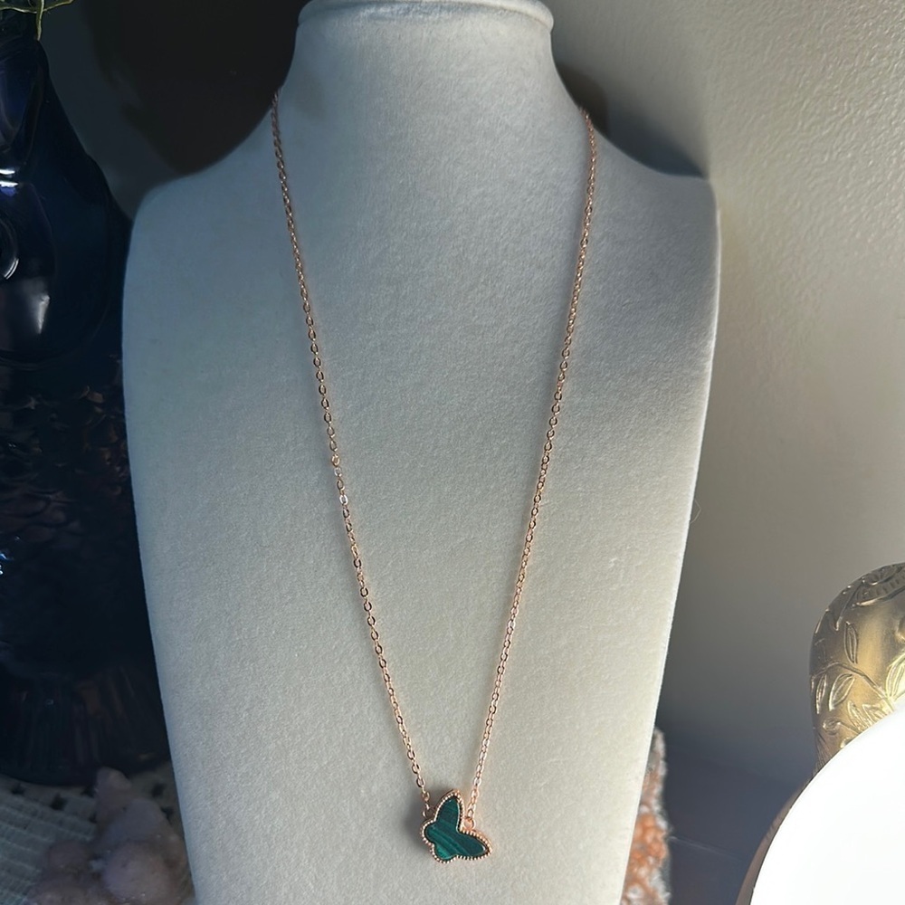 Malachite Butterfly Pendant Necklace - Picture 6 of 8